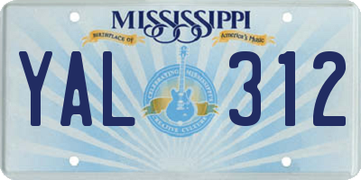 MS license plate YAL312