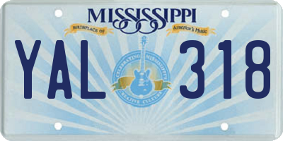 MS license plate YAL318
