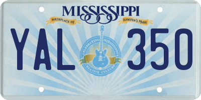 MS license plate YAL350