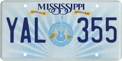 MS license plate YAL355
