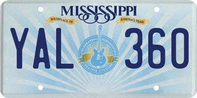MS license plate YAL360