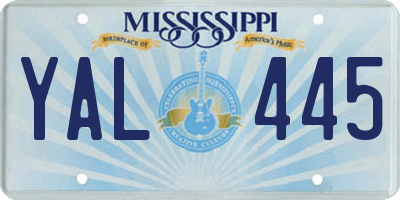 MS license plate YAL445