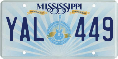 MS license plate YAL449