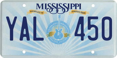 MS license plate YAL450