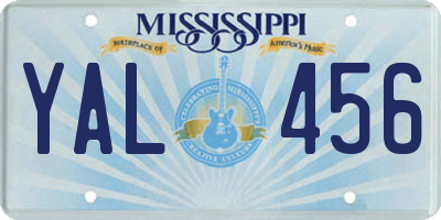MS license plate YAL456