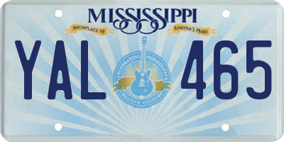 MS license plate YAL465