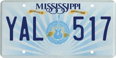 MS license plate YAL517