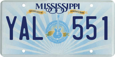 MS license plate YAL551