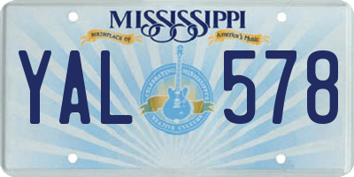 MS license plate YAL578