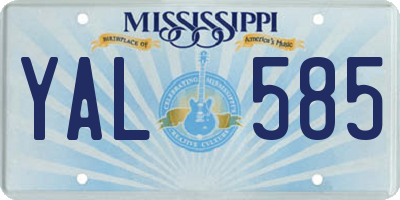 MS license plate YAL585