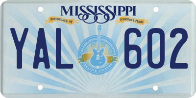 MS license plate YAL602