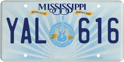 MS license plate YAL616