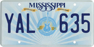 MS license plate YAL635