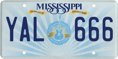 MS license plate YAL666