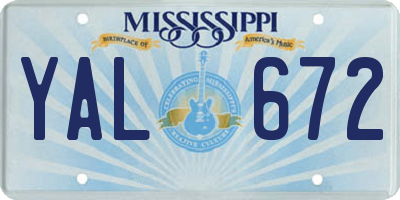 MS license plate YAL672