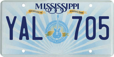 MS license plate YAL705