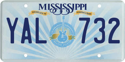 MS license plate YAL732