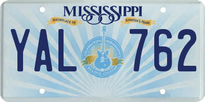 MS license plate YAL762