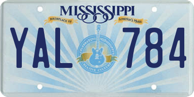 MS license plate YAL784