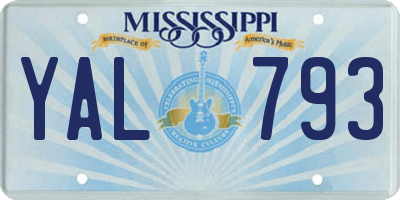 MS license plate YAL793