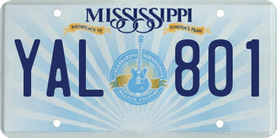 MS license plate YAL801