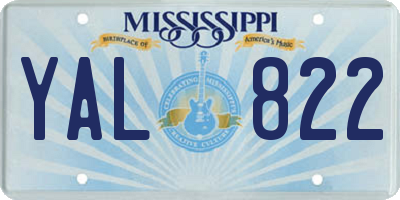 MS license plate YAL822