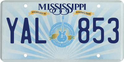 MS license plate YAL853
