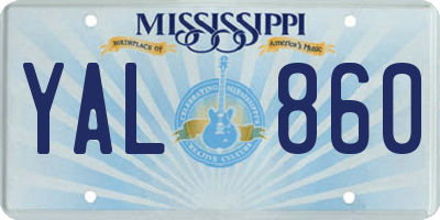 MS license plate YAL860