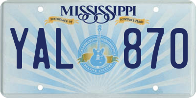 MS license plate YAL870