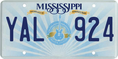MS license plate YAL924