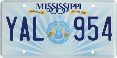 MS license plate YAL954