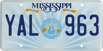 MS license plate YAL963