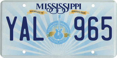 MS license plate YAL965