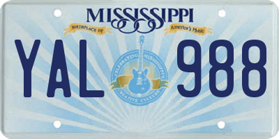 MS license plate YAL988