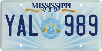 MS license plate YAL989