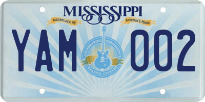 MS license plate YAM002