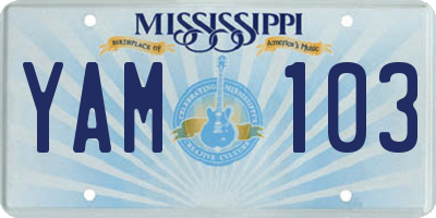 MS license plate YAM103