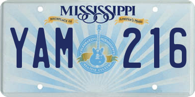 MS license plate YAM216