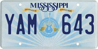 MS license plate YAM643