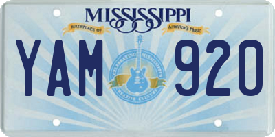 MS license plate YAM920