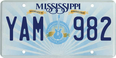 MS license plate YAM982