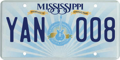 MS license plate YAN008