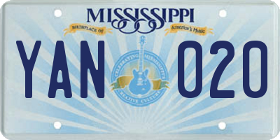 MS license plate YAN020