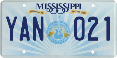 MS license plate YAN021