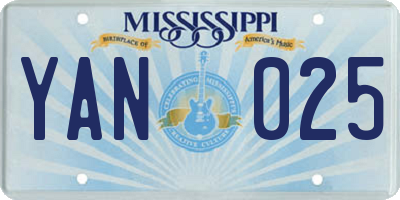 MS license plate YAN025