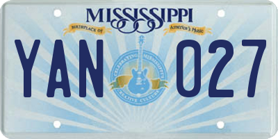 MS license plate YAN027