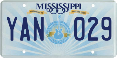 MS license plate YAN029