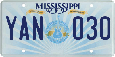 MS license plate YAN030