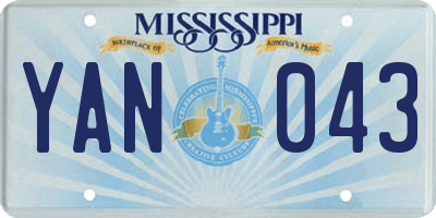 MS license plate YAN043