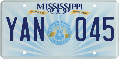 MS license plate YAN045